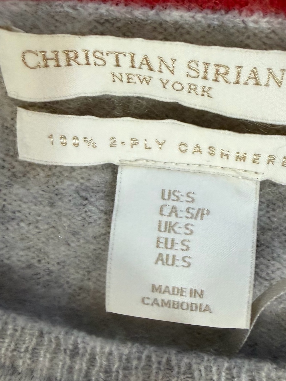 Christian Siriano 100% Cashmere Sweater S Gray Heart Print 2 Ply Crewneck - Picture 9 of 10